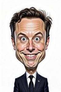 Caricature de Elon Musk