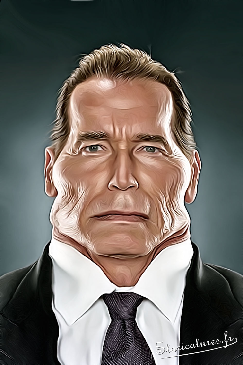 Caricature de Arnold Schwarzenegger